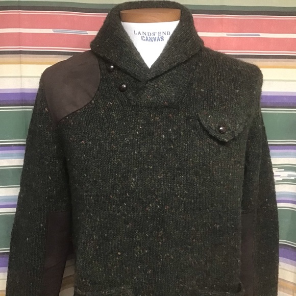 Euc Polo wool and leather cowl sweater Sz L - Picture 2 of 5